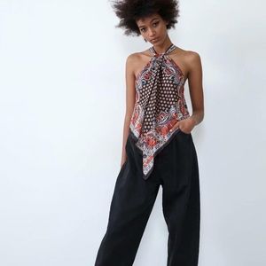 Zara bandanna style halter scarf top